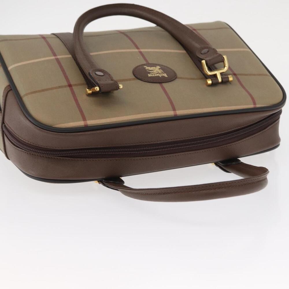 Burberrys Nova Check Boston Bag Canvas Leather Beige Gold Auth ka319 - Picture 7 of 16
